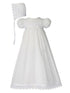 Baby Girls White Cotton Venice Lace Short Sleeve Hat Christening Gown NB-24M - SophiasStyle.com